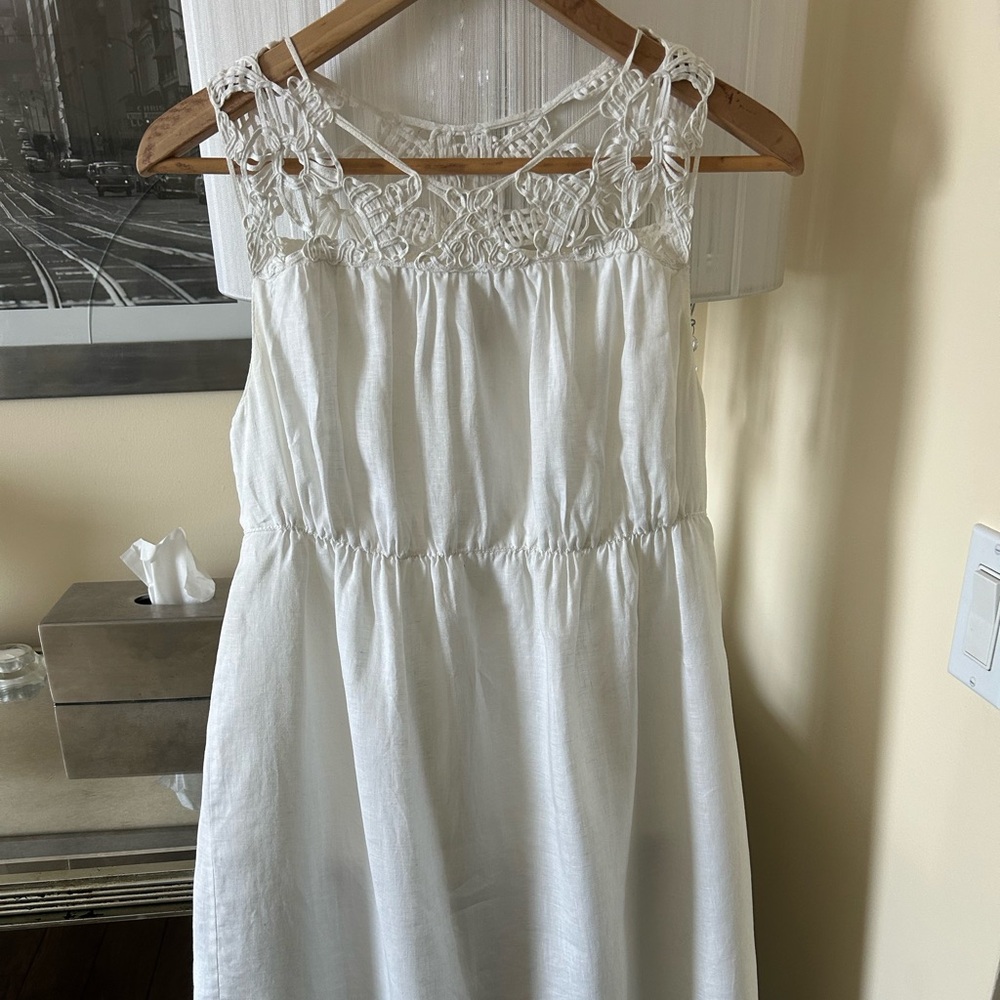 Sophie Max white sleeveless linen dress M